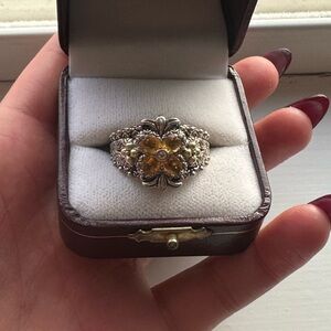 Barbara Bixby oxidized 925 and 18k gold citrine ring